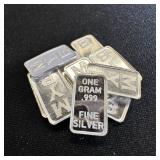 (10) 1 gram .999 Silver Bullion Bars