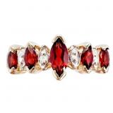 Marquise Garnet & Diamond 5-Stone Ring 10k Gold