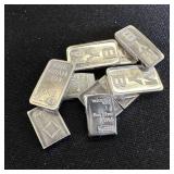 (10) 1 gram .999 Silver Bullion Bars- Assorted