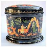 Fine Russian painted & Lacquered Oval Box