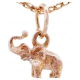 Sculpted High Relief Elephant Charm 14k Gold