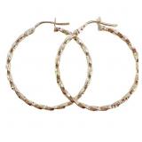1' Twisted Sparkle Cut Hoop Earrings 18k Gold