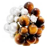 $4k 18k WG Diamond & Tiger Eye Statement Ring