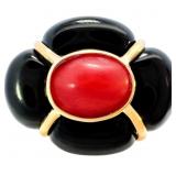 $2500 Art Deco Onyx & Carnelian 14k Gold Ring