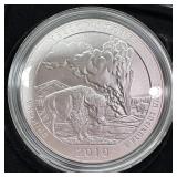 2010- 5 oz Silver ATB Yellowstone Boxed/COA