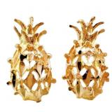 Sparkle Cut Pineapple Earrings 14k Yellow