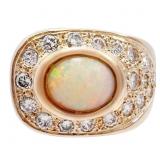 $5k Custom Diamond & Opal Ring 14k Gold