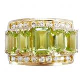 2.26 CTW Peridot & Diamond Dinner Ring 14k Gold