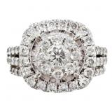 1.40 CTW Diamond Bridal Halo Ring 10k White Gold