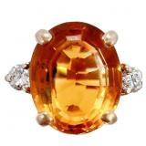 Citrine & Diamond Cocktail Ring 14k Yellow Gold