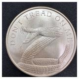 1 oz Silver Shield Round - Don't Tread On Me Snake