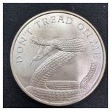 1 oz Silver Shield Round - Don't Tread On Me Snake
