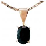 1 Carat Black Sapphire Solitaire Pendant 14k Gold