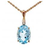 16 Carat Topaz & Diamond Pendant Necklace 14k Gold
