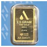 2.5 Gram Acre Gold Bar - Boxed w/ Assay