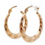 Scalloped Tapered Hoop Earrings 14k Gold