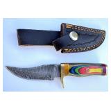 6' Damascus Steel & Hardwood Boot Knife
