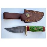 6' Damascus & Bone Boot Knife