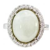 4 Carat Jade & White Quartz Halo Ring