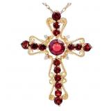 1/2 Carat + Garnet Cross Pendant Necklace