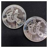(2) 1983 Canada Silver Dollar Proof Edmonton Un.