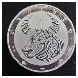 Tokelau 1 oz Silver $5 Zodiac Series: Taurus BU