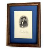 Framed Sam Houston Etching; by Geo. E. Perine