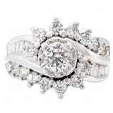 1 CTW Diamond Crossover Ring 14k White Gold