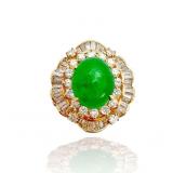 Diamond & Emerald 18k Yellow Gold Cocktail Ring