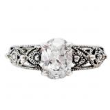 1 Carat Oval Solitaire Milgrain Ring