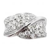 1 CTW White Diamante Crossover Cluster Ring