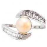 1/4 CTW White Quartz & Pearl Ring