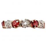 Delicate Garnet & Diamond Ring 10k Yellow Gold