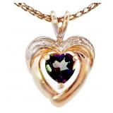 Mystic Topaz & Diamond Heart Pendant 10k Gold