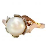 6mm Pearl Solitaire Ring 18k Yellow Gold