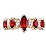 Marquise Garnet & Diamond 5-Stone Ring 10k Gold