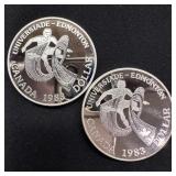 (2) 1983 Canada Silver Dollar Proof Edmonton Un.