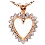 Diamond Open Heart Pendant 14k Yellow Gold