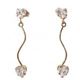 1.25 Carat White Quartz Heart Dangle Earrings 14k