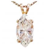 6.25 Carat Lustrous White Marquise Pendant 10k