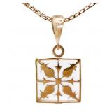 Hawaiian Pineapple Quilt Pendant 14k Gold