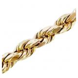 WIDE 7.5' Rope Chain Bracelet 10k Yellow Gold