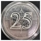 2013 Canada 1 oz Silver Maple Leaf BU 25th Ann
