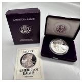 1991-S 1 oz Proof American Silver Eagle-Box & COA