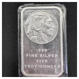 5 oz Silver Bar - Indian Head Design SEALED