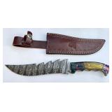 12.75' Damascus Hardwood & Micarta Hunting Knife