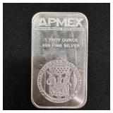 1 oz .999 Fine Silver APMEX Bar