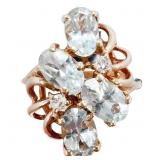 1.5 CTW Topaz & Diamond Cocktail Ring 10k Gold