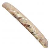 Dual Texture Sparkle Cut Bangle Bracelet 14k Gold