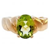 3/4 Carat Peridot Solitaire Ring 14k Yellow Gold